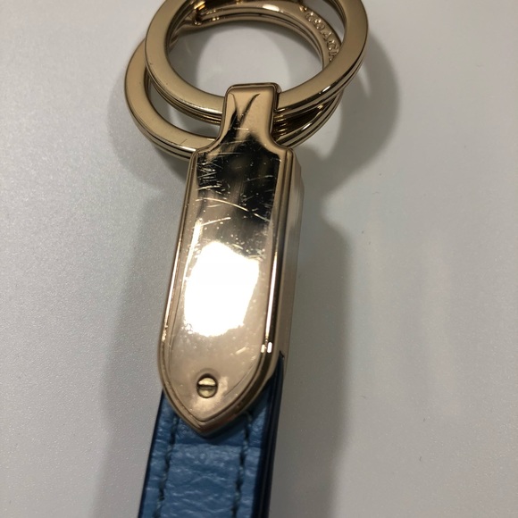 🎁 Coach Blue Leather Double Valet Keychain NWOT - Picture 5 of 6